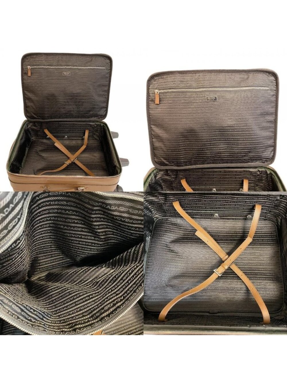 Prada Carry Case Travel Bag Triangle Plate Leather Shoes Brown - Picture 7 of 8